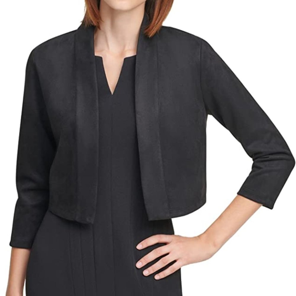 Calvin Klein Three Quarter Sleeve Open Front Shrug